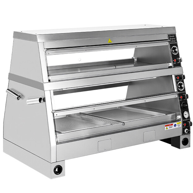 Food Warmer Display - Коммерческий электрический двухъярусный шкаф-витрина для подогрева