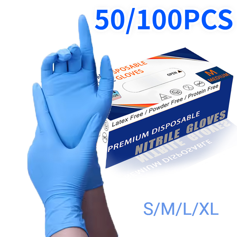 Commercial Kitchen Gloves - 50/100 шт. синие нитриловые перчатки одноразовые