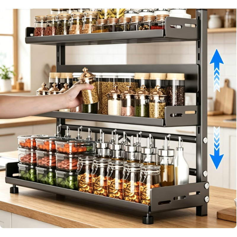 Commercial Kitchen Shelving - Трехуровневая подставка для специй на столешницу,